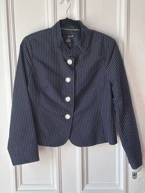 Willi Smith Women’s Blue Dotted Swiss Button front Lined Blazer Size 14